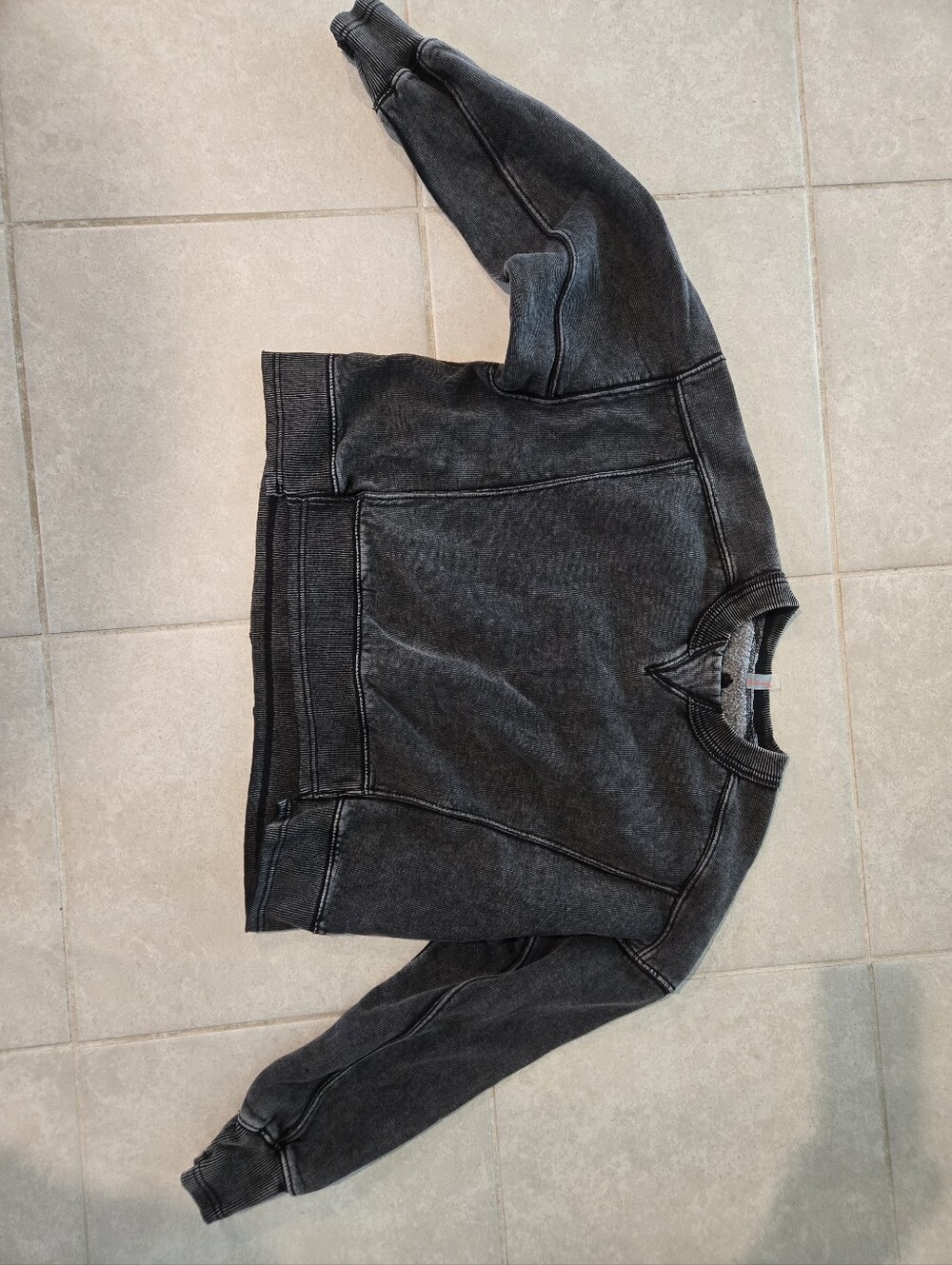 Women's Black Washed Crewneck Sweatshirt